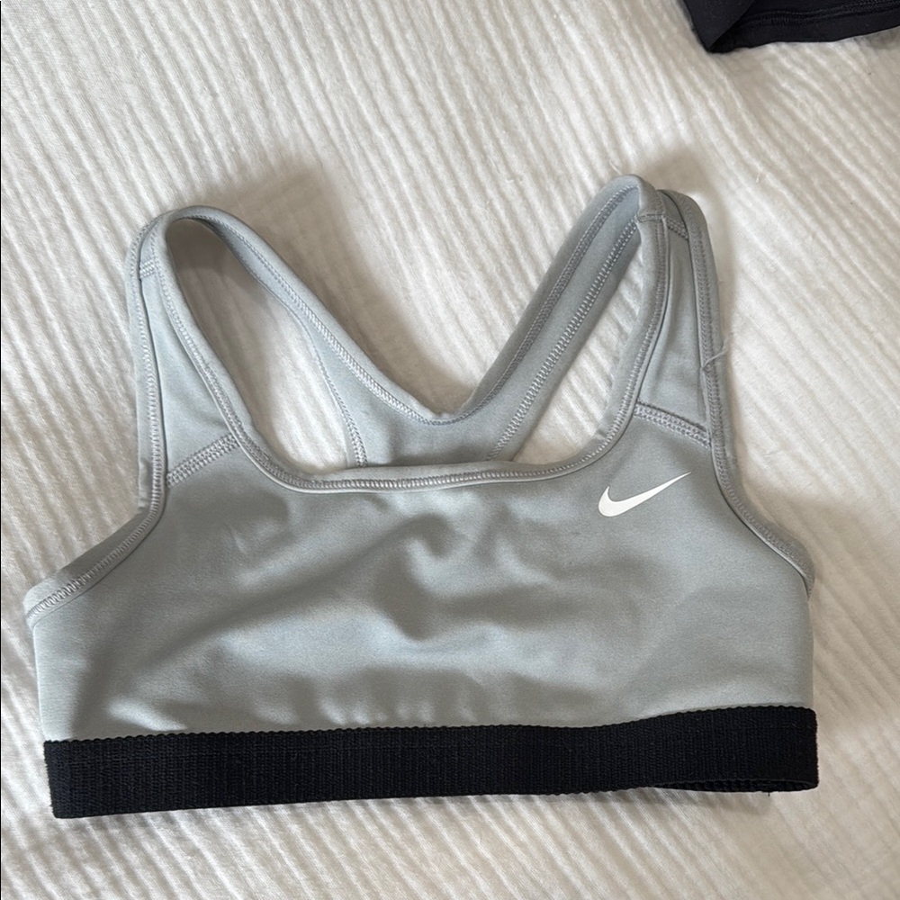 Nike kids Gray and Black Sports Bra Moisture-Wicking Racerback